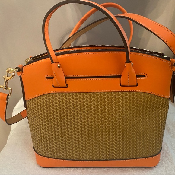 Dooney & Bourke Italian Leather Orange and Tan Bag